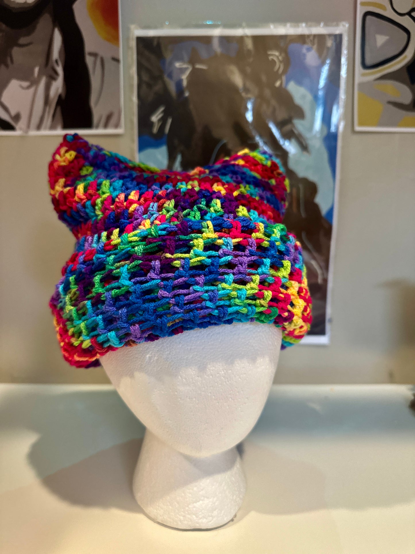 Rainbow Kitty Beanie